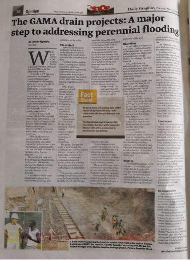 加纳《Daily Graphic》日报对山西建投四建集团 马拉姆排水沟项目施工希望举行了专题报道