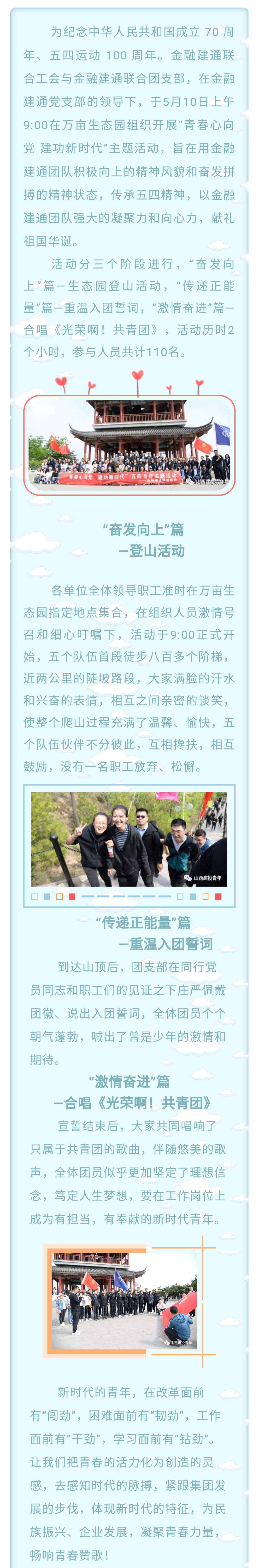 山西建投契关团委金融建通联合团支部 开展“青春情向党 立功新时代”主题运动